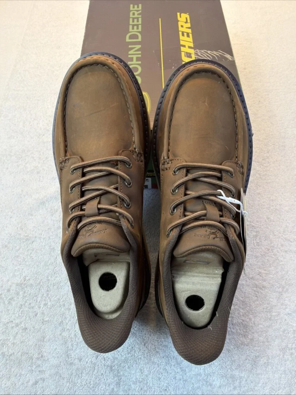 Skechers John Deere Hand Free Slip Ins Brown Loafer Memory Arch Men SZ 9.5 NEW